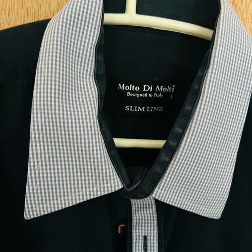 Men's dress shirts used, size large slim line, dark blue and light blue