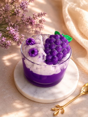 Handmade soy wax candle with grape scent like new