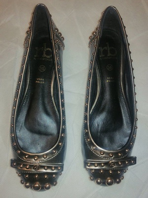 Γυναικεία παπούτσια Rocco Barocco μπαλαρίνες μεταχειρισμένα, Νο 38 γκρι μεταλλικό