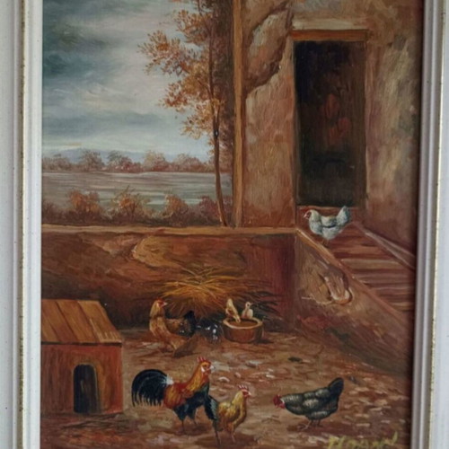 Signed oil painting 41x36 cm in decorative frame
