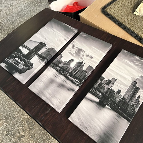Triptych painting new, cityscape