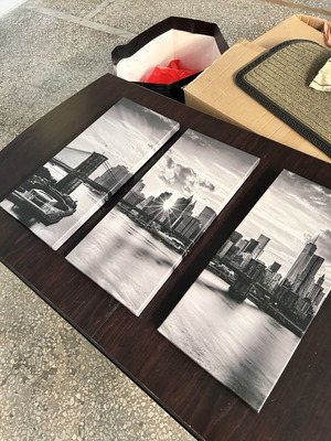 Triptych painting new, cityscape