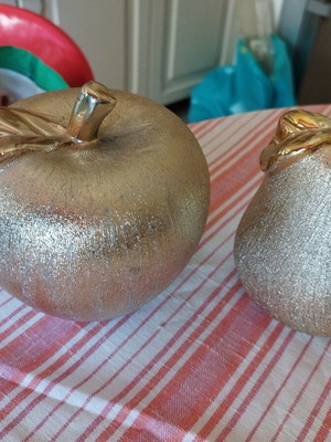 Decorative golden apple and pear, like new