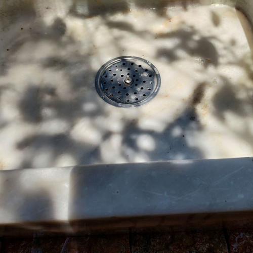 Marble sink basin used, white Penteli marble