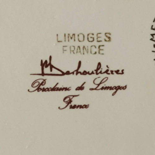 Limoges Deshoulières deep porcelain serving plate like new, Metropolitan Museum collection