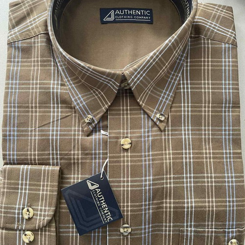Authentic clothing company men's shirt new, brown and green, size L