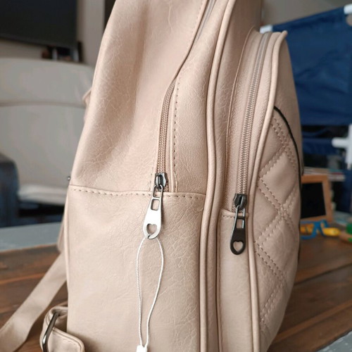 Faux leather backpack like new, beige