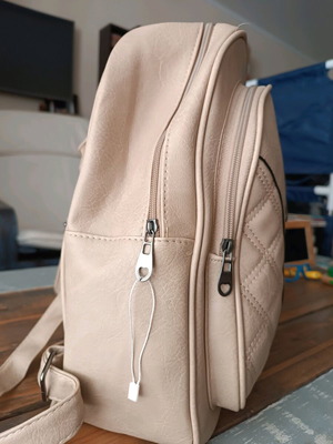Faux leather backpack like new, beige