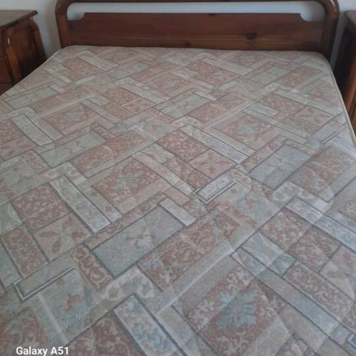 Double wooden bed like new with mattress and nightstands
