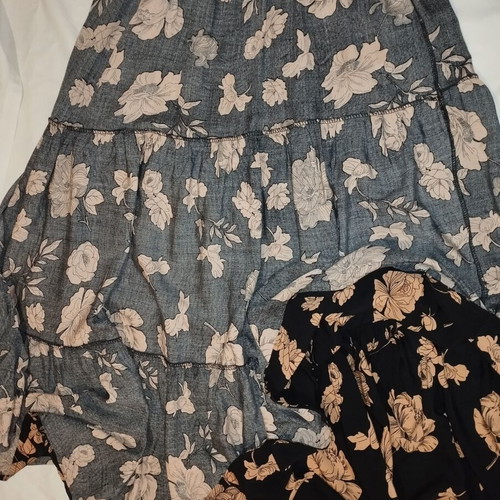 Long summer floral dress black with beige-brown flowers like new