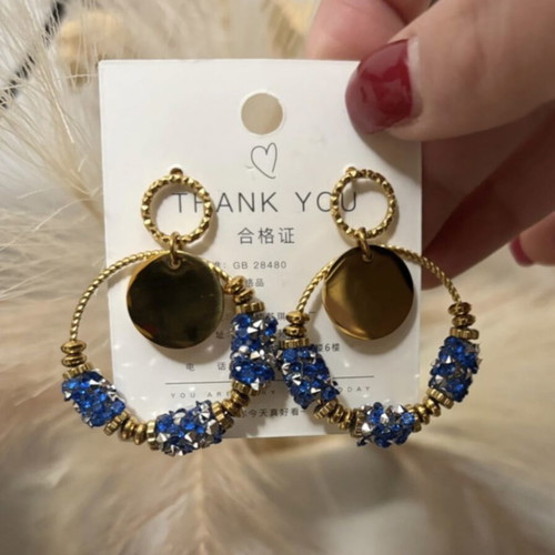 Blue and gold earrings like new