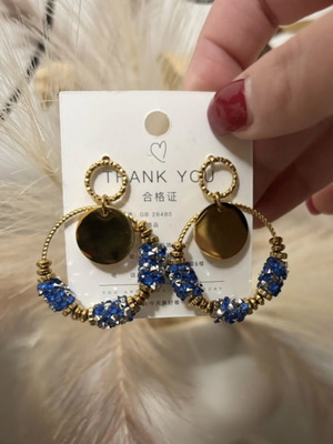 Blue and gold earrings like new
