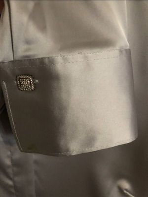 NARA CAMICIE satin shirt new, light gray with stones