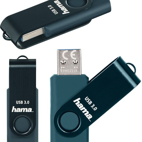 Hama Rotate USB Flash Drive 3.0 128GB Petrol Blue New