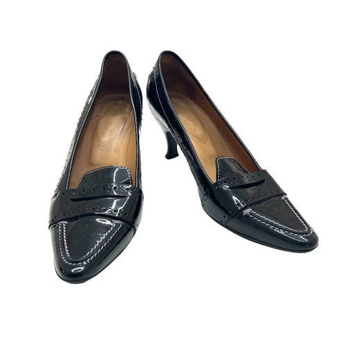 Tod's black patent leather mid heels used
