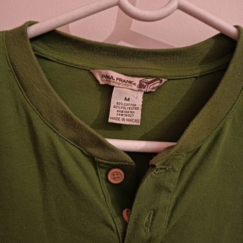 Paul Frank men's long-sleeve spring shirt medium like new, green