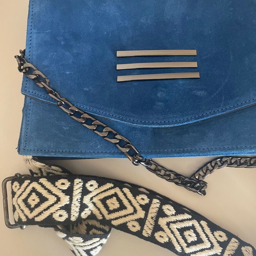 Bonendis crossbody bag used, blue suede