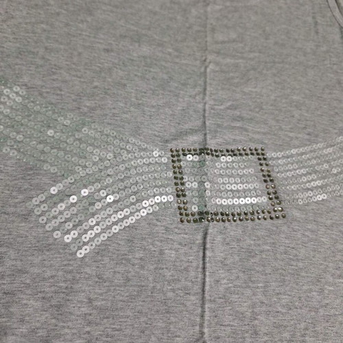 FIDELE gray sleeveless viscose top with sequin belt design like new