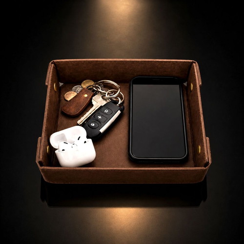 Leather organizer brown luxury, new