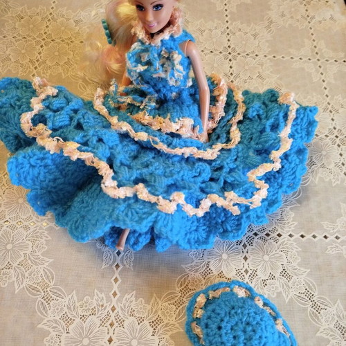 Doll with handmade dress and hat new
