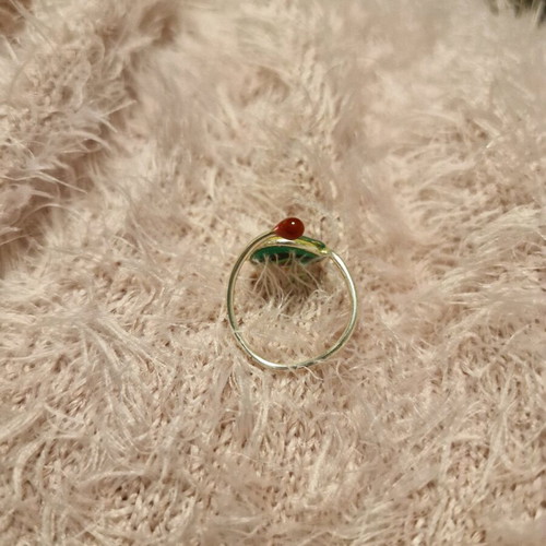 Ring with liquid glass new handmade