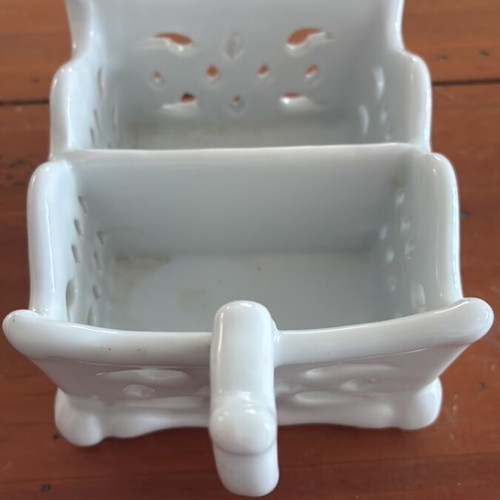 Vintage white porcelain sugar packet holder like new