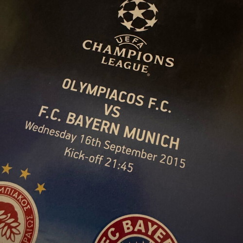 Olympiacos Bayern Champions League 2017 match programme used