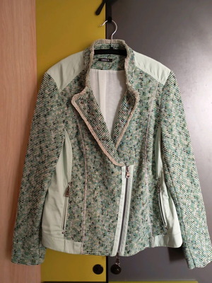 Crisca Escada cardigan used, cotton, white green, size L/XL