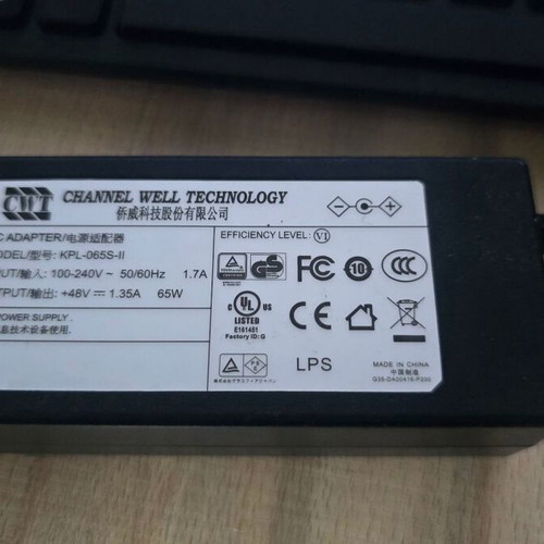 CWT 48V 1.35A 65W AC DC Power Supply KPL-065S-II for Hikvision NVR PoE like new