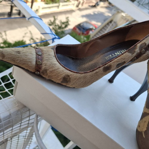 Hunter women's fur leather pumps like new, size 36, brown