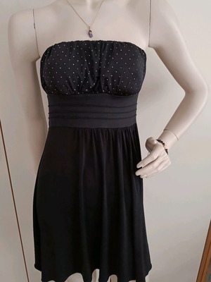 Βραδινό μίνι στράπλες φόρεμα σαν καινούργιο με χρυσές λεπτομέρειες