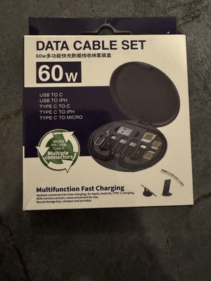 Data cable set new, includes USB-C and Lightning extensions