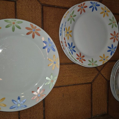 Dish set used with 1 platter, 4 plates, 4 soup plates, 4 dessert plates