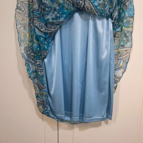 Charly silk evening dress like new, blue paisley with beads