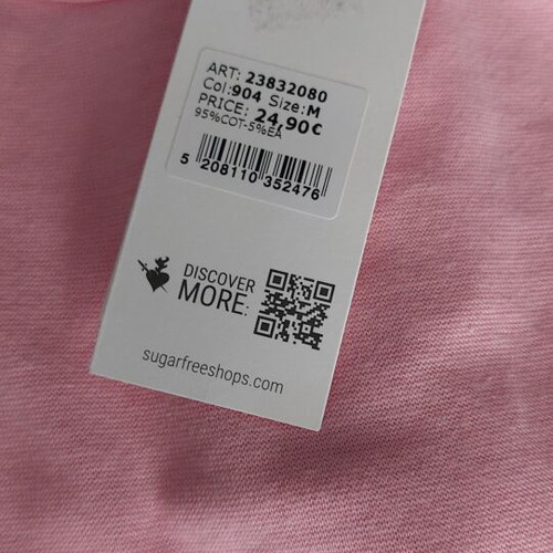 Sugarfree Pink Long Sleeve Crop Top M New