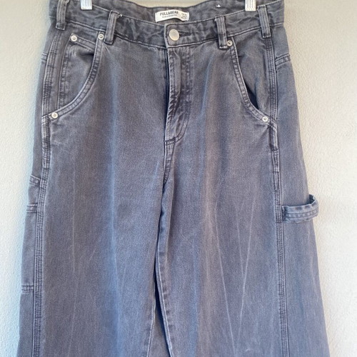 Pull & Bear Wide-Leg High-Waisted Jeans Size S, Like New, Gray
