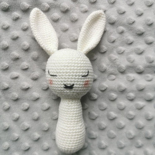 Knitted Bunny Rattle made to order from cotton yarn