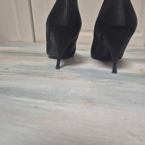 Satin black pumps used, size 38, heel height 9 cm