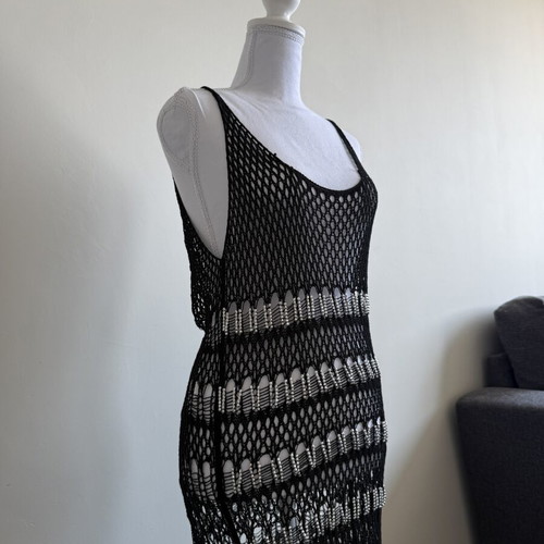 Zara Bedazzled Knit Beach Dress new, black