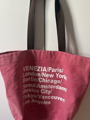 Tote bag like new, cotton canvas shoulder and hand bag, watermelon color