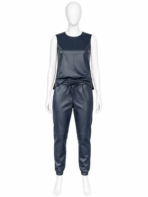 Max Mara Leisure leather suit XS blue new