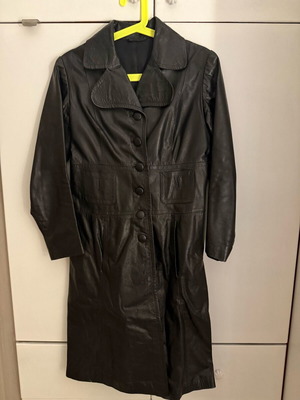 Long leather coat used, vintage, size M