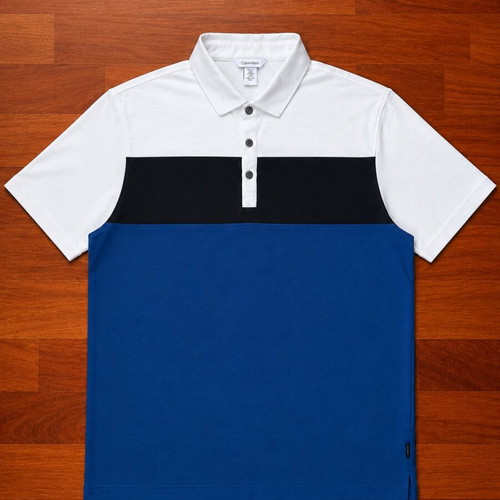 Calvin Klein Colorblock Polo Shirt, Blue White Black, Size M