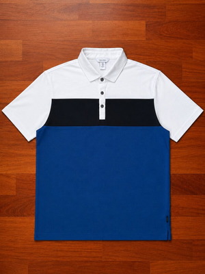 Calvin Klein Colorblock Polo Shirt, Blue White Black, Size M