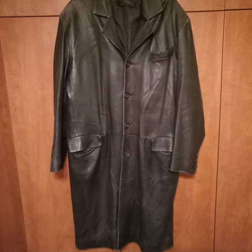 Leather trench coat black XL like new