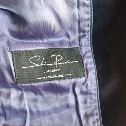 Sakis Rouvas men's jacket 100% cotton velvet like new S/M blue with purple lining