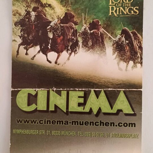 Lord of the Rings ticket used, German cinema 2002
