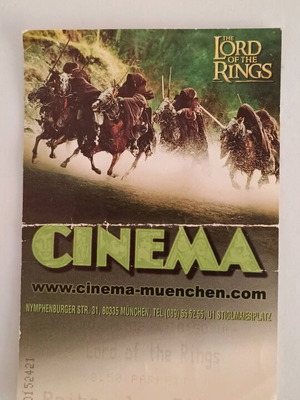 Lord of the Rings ticket used, German cinema 2002