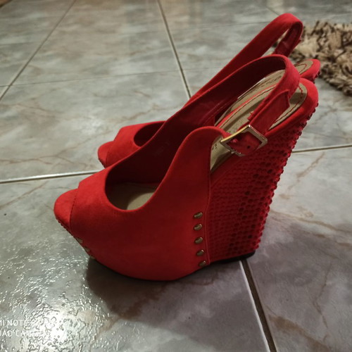 Coral platforms new, size 37, 15cm height with strass and studs