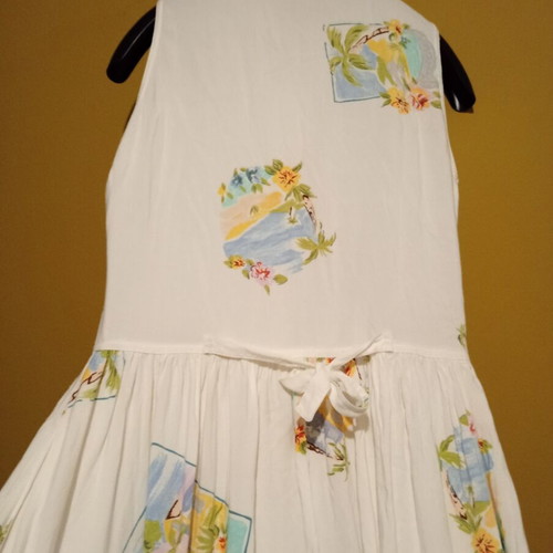 Together! vintage early '90s maxi sleeveless dress white multicolor like new